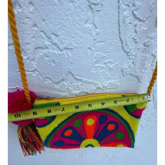 Wayuu Clutch Wallet Long Strap 100% Handmade Crossbody Bag Multi 9"x6" - Picture 5 of 7